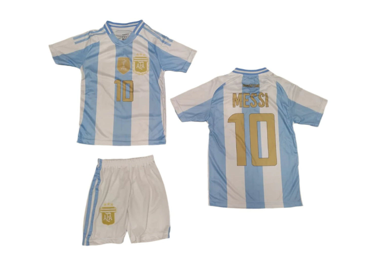 Детски Футболен спортен екип на Меси Аржентина | 2024г | с Чорапи, футболен MESSI ARGENTINA 10 + Добавки