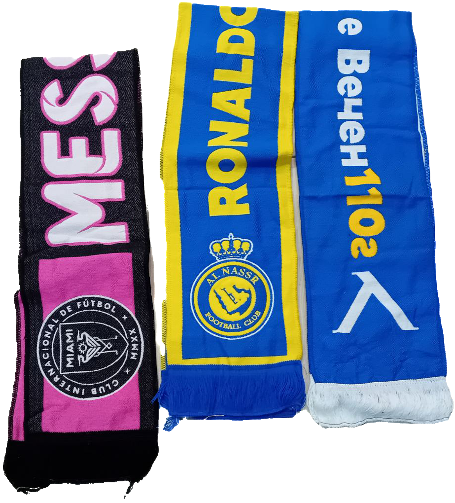 Футболен Шал Левски е ВЕЧЕН 110г Юбилеен Спортно шалче Левски LEVSKI CR7.BG Син плетен