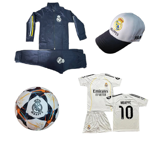 Детска футболна Екипировка на Мбапе 10 Бял Реал Мадрид, за 8г. СЕТ