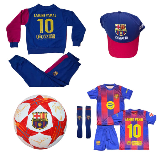 26г Детска футболна Екипировка на Ямал Барселона, за 10г. СЕТ Син Lamine Yamal 10