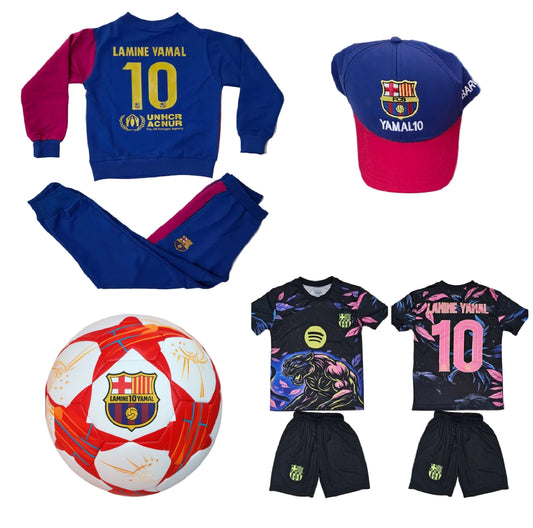 26г Детска футболна Екипировка на Ямал Барселона, за 8г. СЕТ Черен Lamine Yamal 10