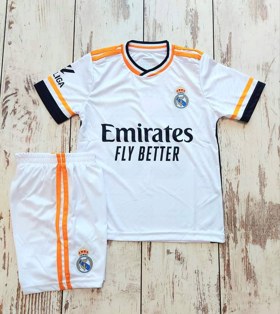 Детски спортен екип на Винисиус 7, футболен с Шорти VINI 7 REAL MADRID Бял 2025