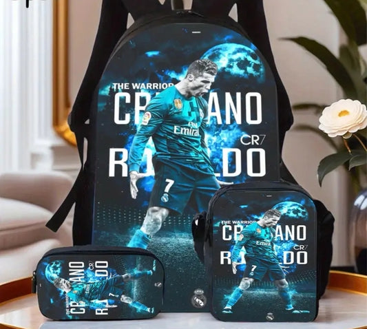 Футболна Ученическа Раница RONALDO 7 СЕТ 3 части Чантичка, Несесер Реал мадрид