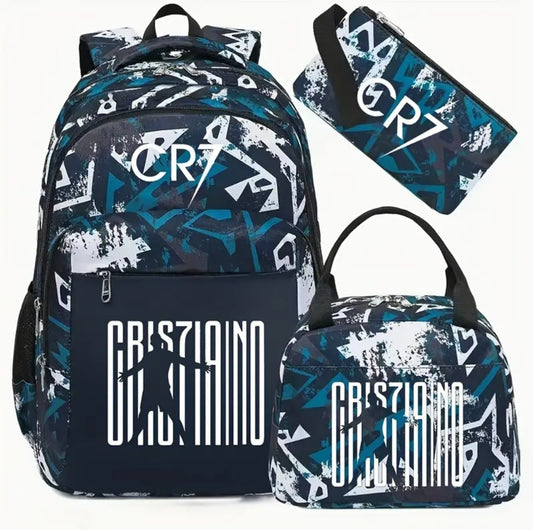 Футболна Ученическа Раница син RONALDO 7 СЕТ Чантичка, Несесер 2025