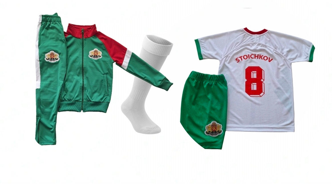 2026 Детски спортен Комплект на България Бял - Зелен Стоичков 8