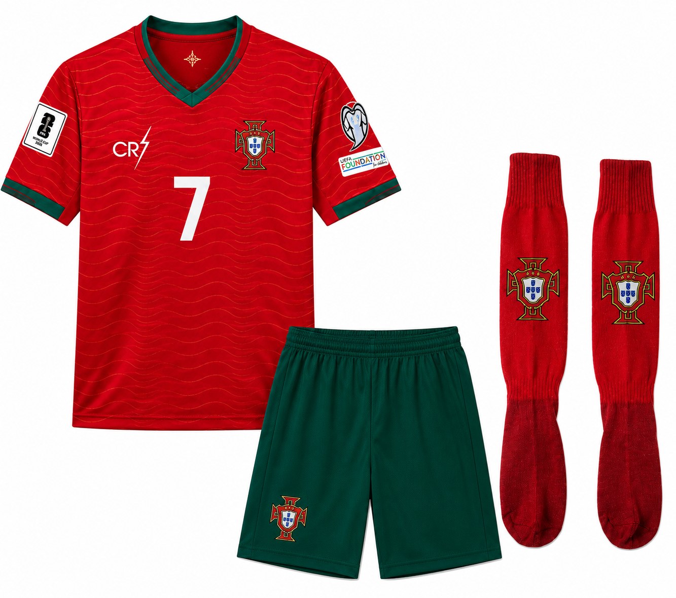 New FIFA BADGE Роналдо Световно 26 Детски спортен екип с Чорапи на CR7 Роналдо 7, ПОРТУГАЛИЯ