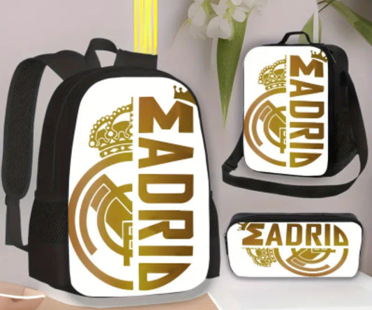 Футболна Ученическа Раница Реал Мадрид СЕТ Чантичка, Несесер Real Madrid Златна