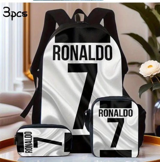 Футболна Ученическа Раница RONALDO 7 СЕТ Чантичка, Несесер  Жълт цвят 2025