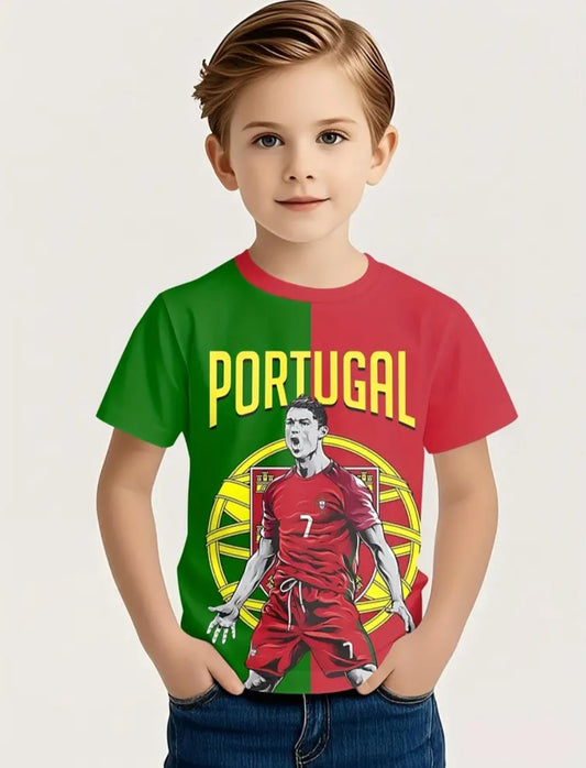 2026 Детска спортна тениска на Роналдо  футболна Португалия CR7 Червен