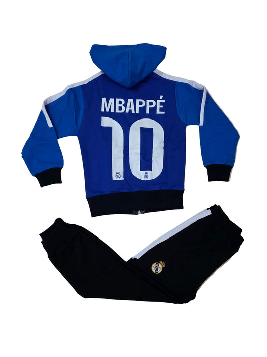 Детски спортен екип на Real Madrid Mbappe 10 Син Памучен Анцуг Мбапе