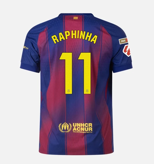 2026 Детски футболен екип с чорапи на RAPHINHA, Барселона Син Рафиня 11