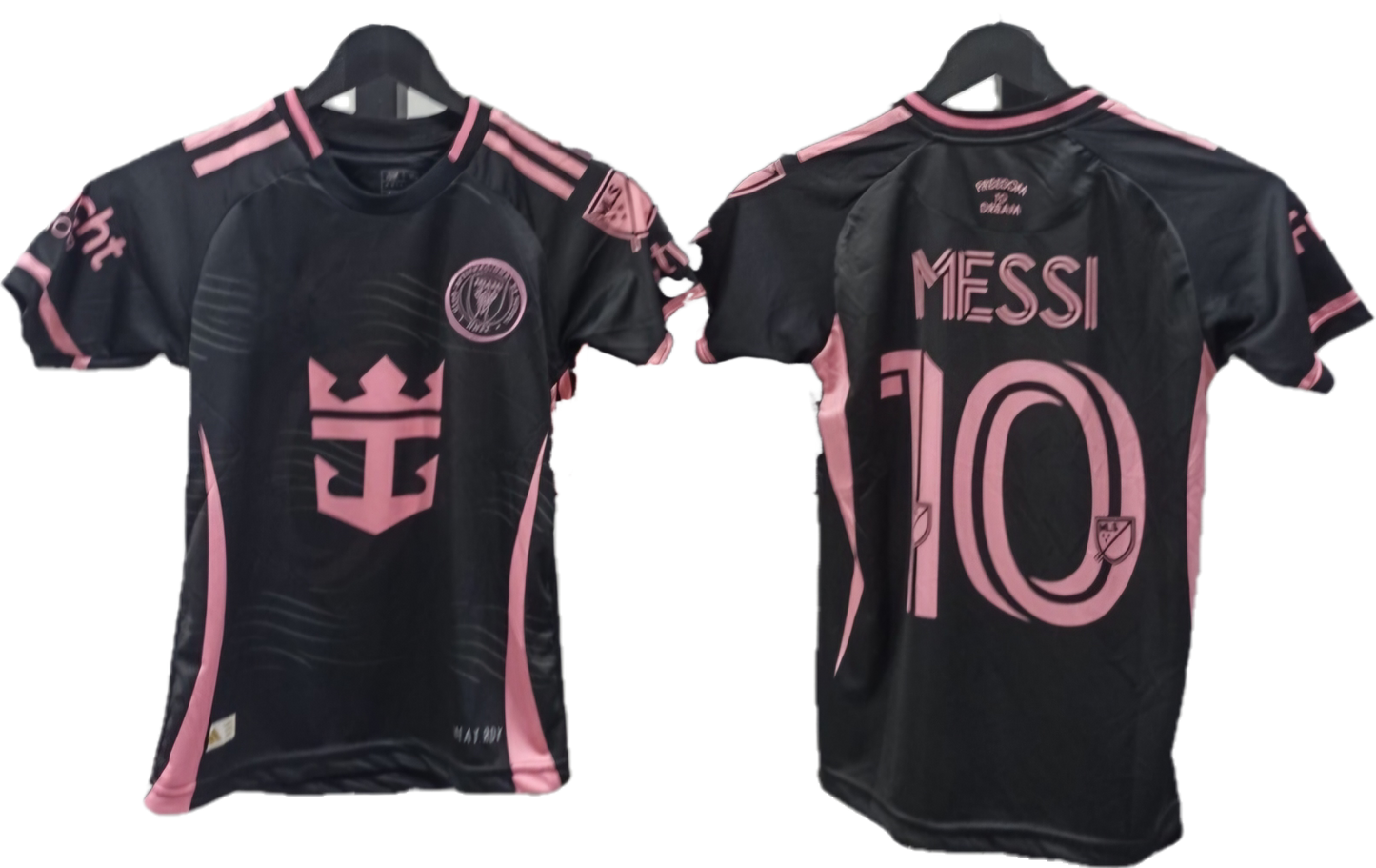2026 Детски спортен екип на Меси 10 с чорапи,BLACK Светещ футболен MESSI Маями