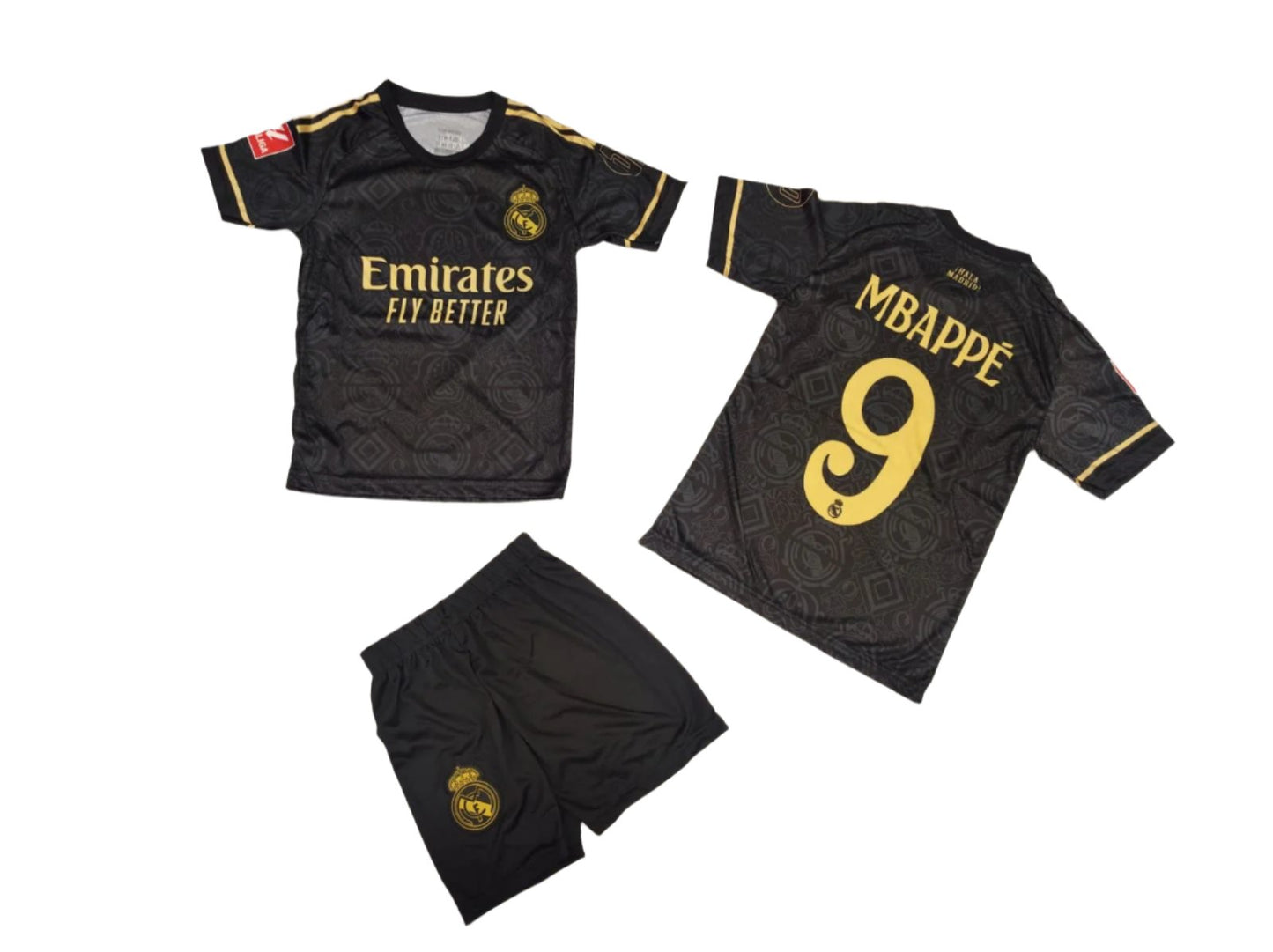 Детски футболен спортен екип с Чорапи на Реал Мадрид 9 Мбапе Черен