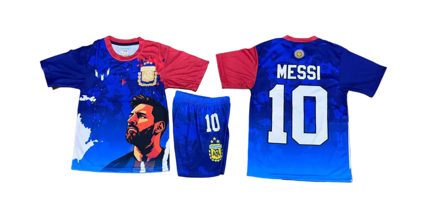 New Ликът на Messi Детски спортен екип на Меси Аржентина | футболен Екип с Шорти