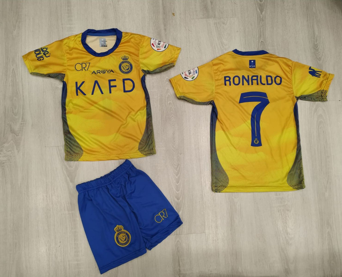 Детски спортен екип на Роналдо 7, CR7 Шарен 24/25 футболен RONALDO AL NASSR жълт