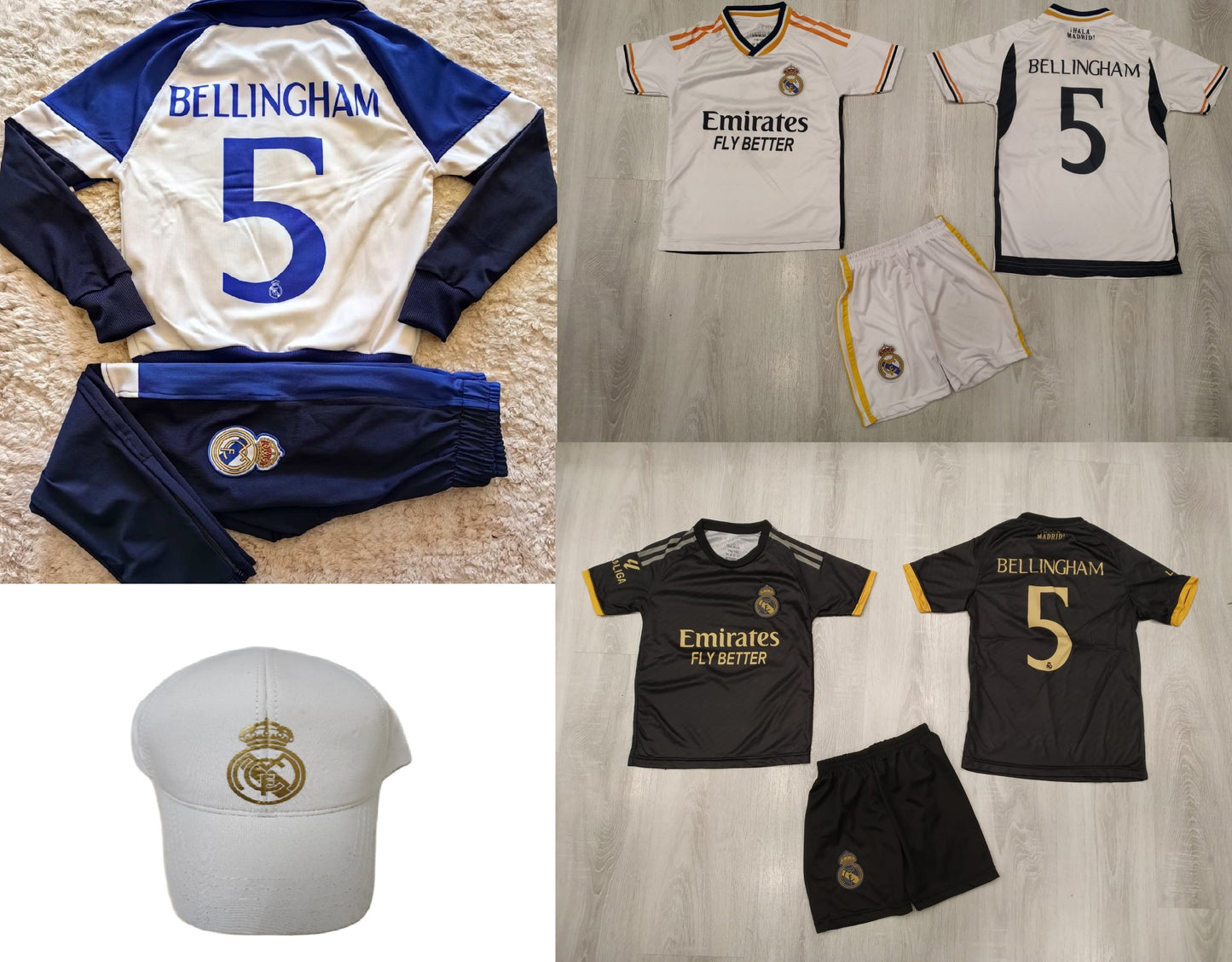 Детски спортен екип на Real Madrid Mbappe 9, Бял цвят, Анцуг с дълъг ръкав Мбапе