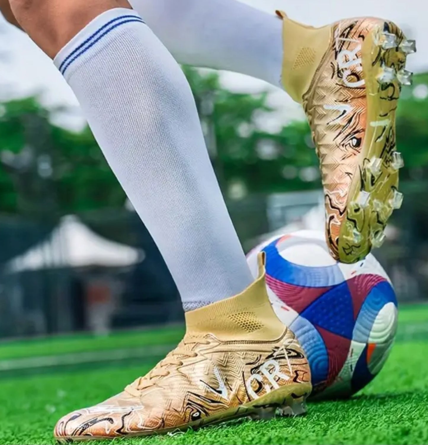 CR7 Кристиано Роналдо футболни Бутони Blue детско | Калеври за футбол Син цвят