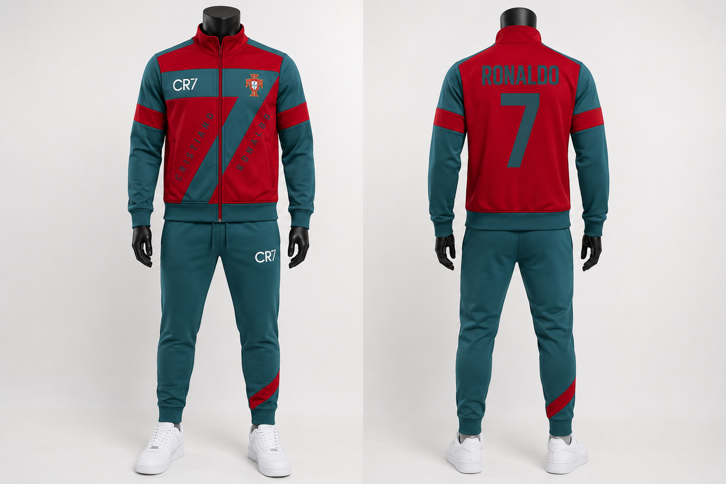 NEW 27 CR7 RED 7 Детски Футболен спортен екип на Роналдо 7, Анцуг с дълъг ръкав Португалия