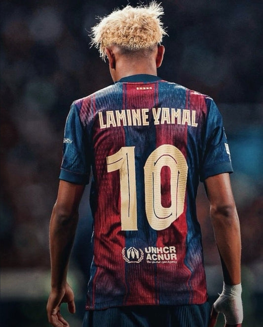 New Детски футболен екип на Ламин Ямал 10, 2026 Барселона Червен Син Lamine Yamal