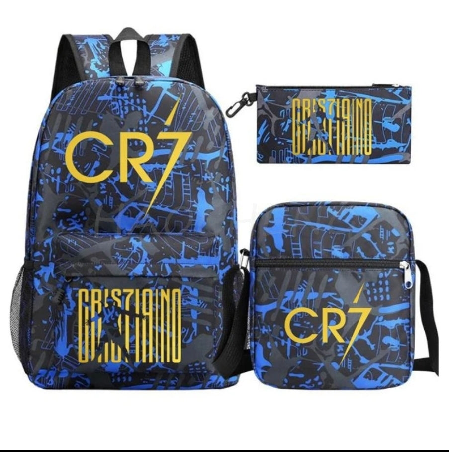 Футболна Ученическа Раница RONALDO 7 СЕТ Чантичка, Несесер Жълт цвят 2025