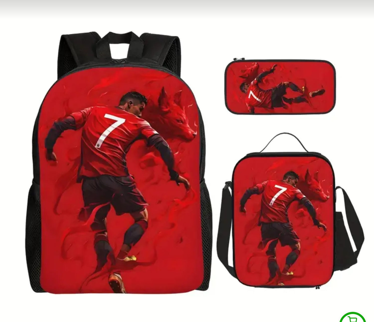 Футболна Ученическа Раница RONALDO 7 СЕТ 3 части Чантичка, Несесер Реал мадрид