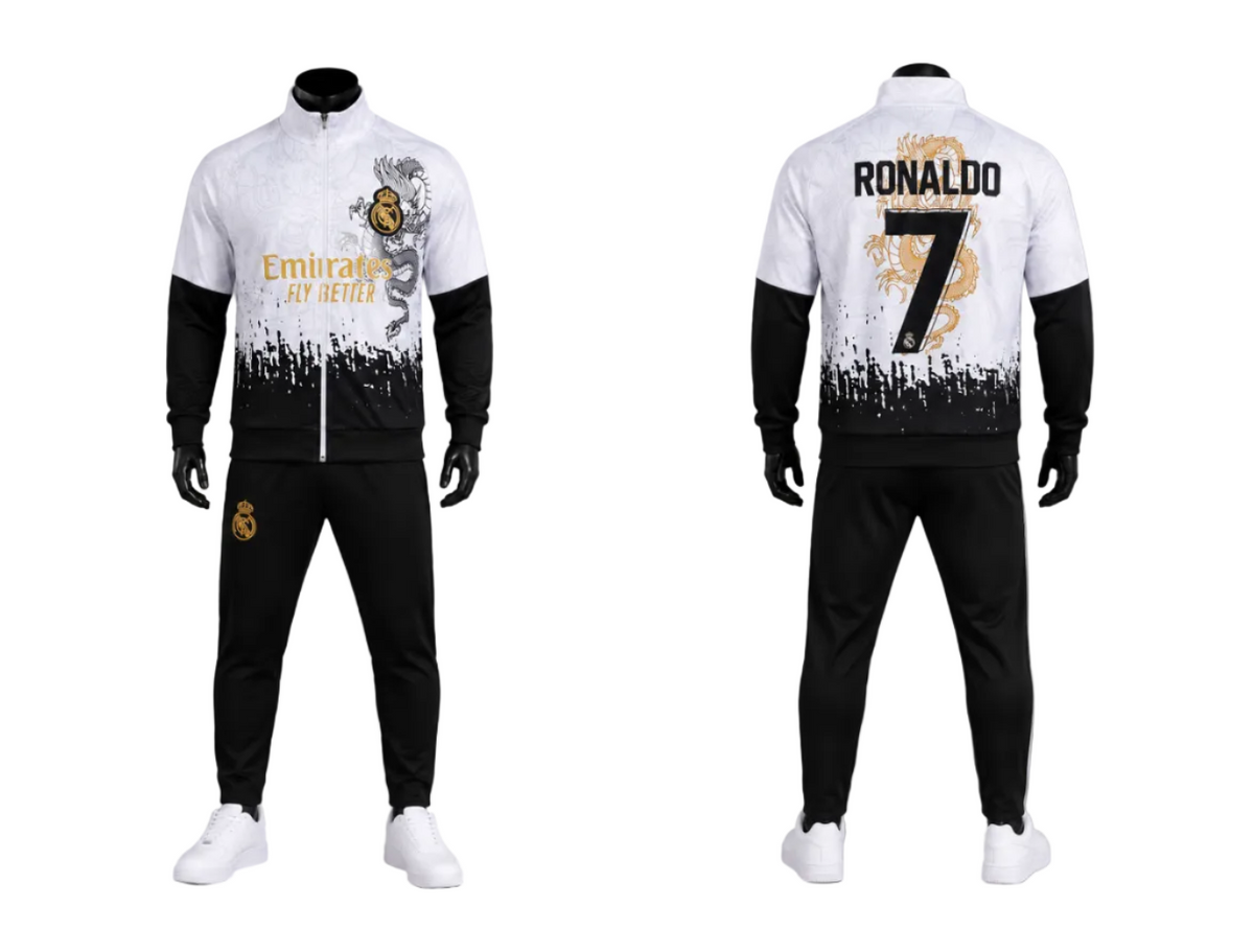 DRAGON new Madrid Детски спортен екип на Рела Мадрид CR7 - RONALDO, черно - бял Анцуг