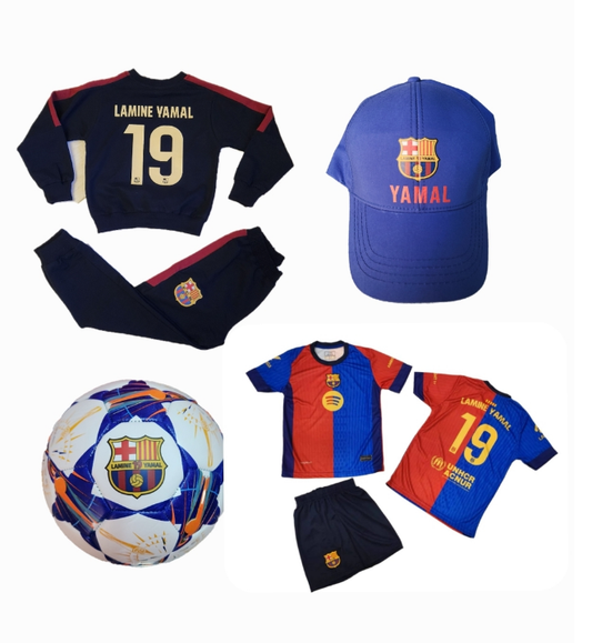 Детска футболна Екипировка на Ямал Барселона, за 8г. СЕТ Червен Комплект Yamal