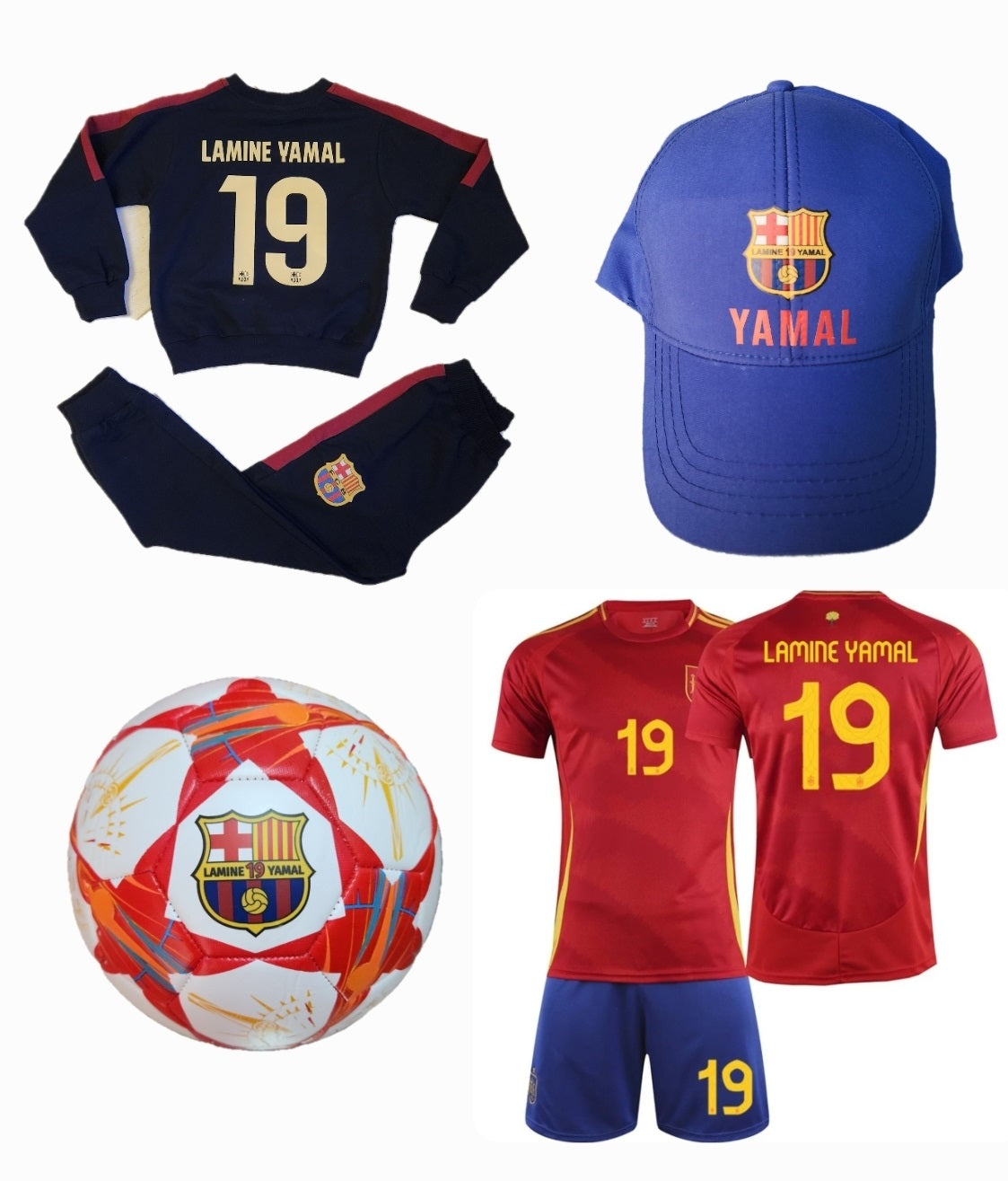 Детска футболна Екипировка на Ямал Испания, за 6г. СЕТ Червен Комплект Lamine Yamal