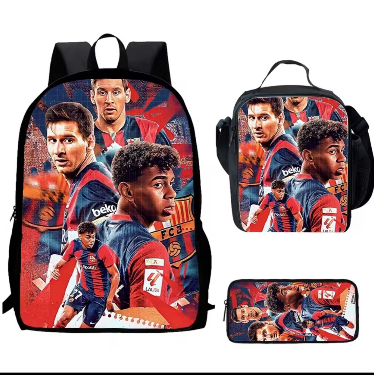 Футболна Ученическа Раница Червен Комплект Lamine Yamal детско Ямал Барселона