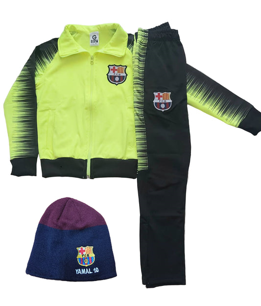 Детски Сет Шапка + Анцуг на Ламин Ямал 10 Барселона с Анцуг Зелен