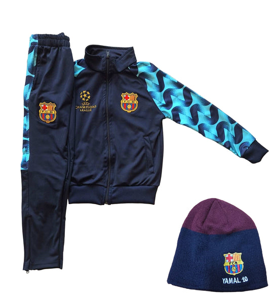 Детски Сет Шапка + Анцуг на Ламин Ямал 10 Барселона с Анцуг Шампионска Лига