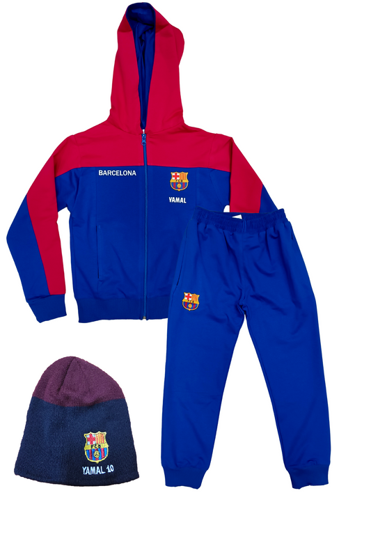 Детски Сет Шапка + Анцуг на Ламин Ямал 10 Барселона с Анцуг с Качулка