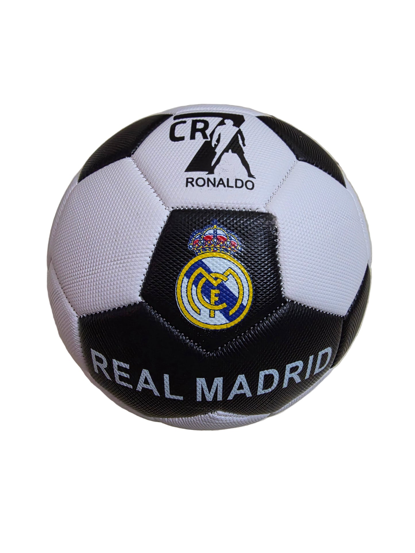 Футболна Топка на CR7 Роналдо 2025г Черно Бяла Реал Мадрид Размер 5,