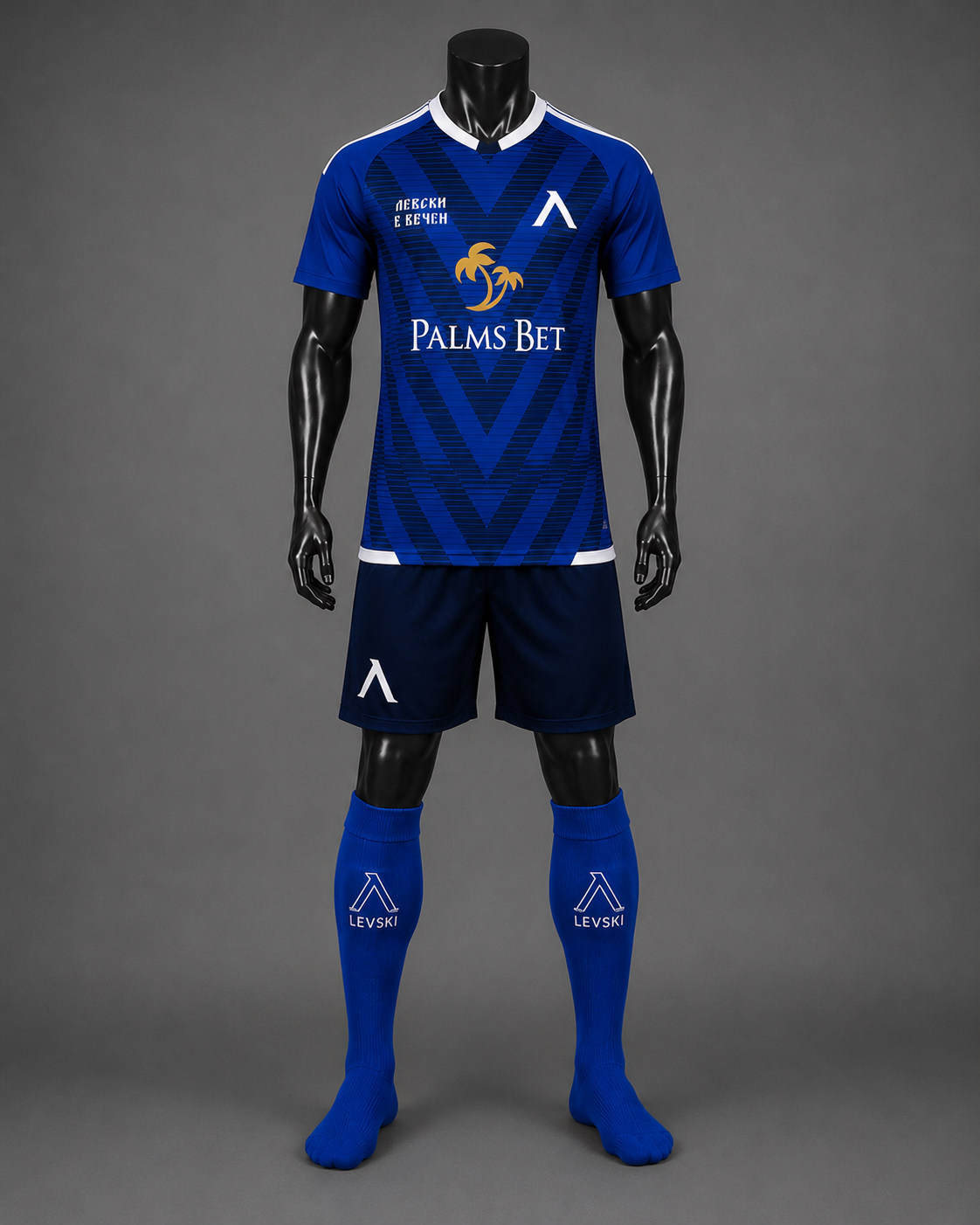 2027 New Детски Екип + чорапи ЛЕВСКИ София Бродерия | Palms, футболен LEVSKI цвят Син Ново
