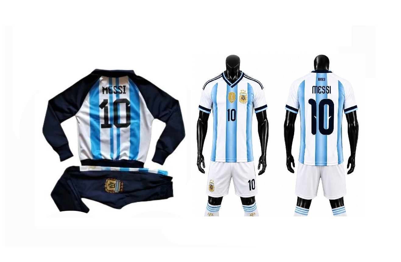 Световно 26 Детски спортен екип на Меси 10, футболен MESSI 10 ARGENTINA бял