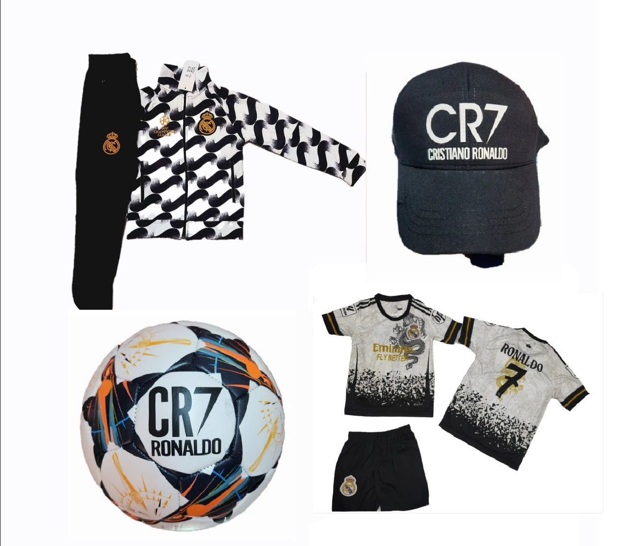 25/26 CR7 Детска футболна Екипировка на Роналдо, за 6г. СЕТ Черен Дракон Мадрид