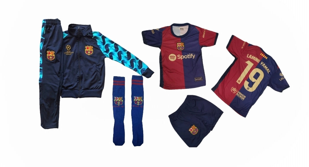 2026 Детски спортен Екип на Lamine Yamal 19 с Черен Анцуг Барселона Комплект Ламин Ямал