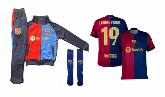 2026 Детски спортен Екип на Lamine Yamal 19 с Червен Анцуг Барселона Комплект Ямал 19