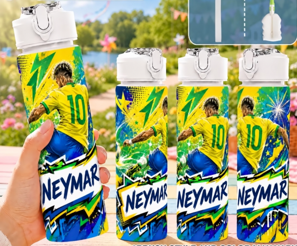 Футболна Бутилка за вода светло синя Neymar 10 Бразилия