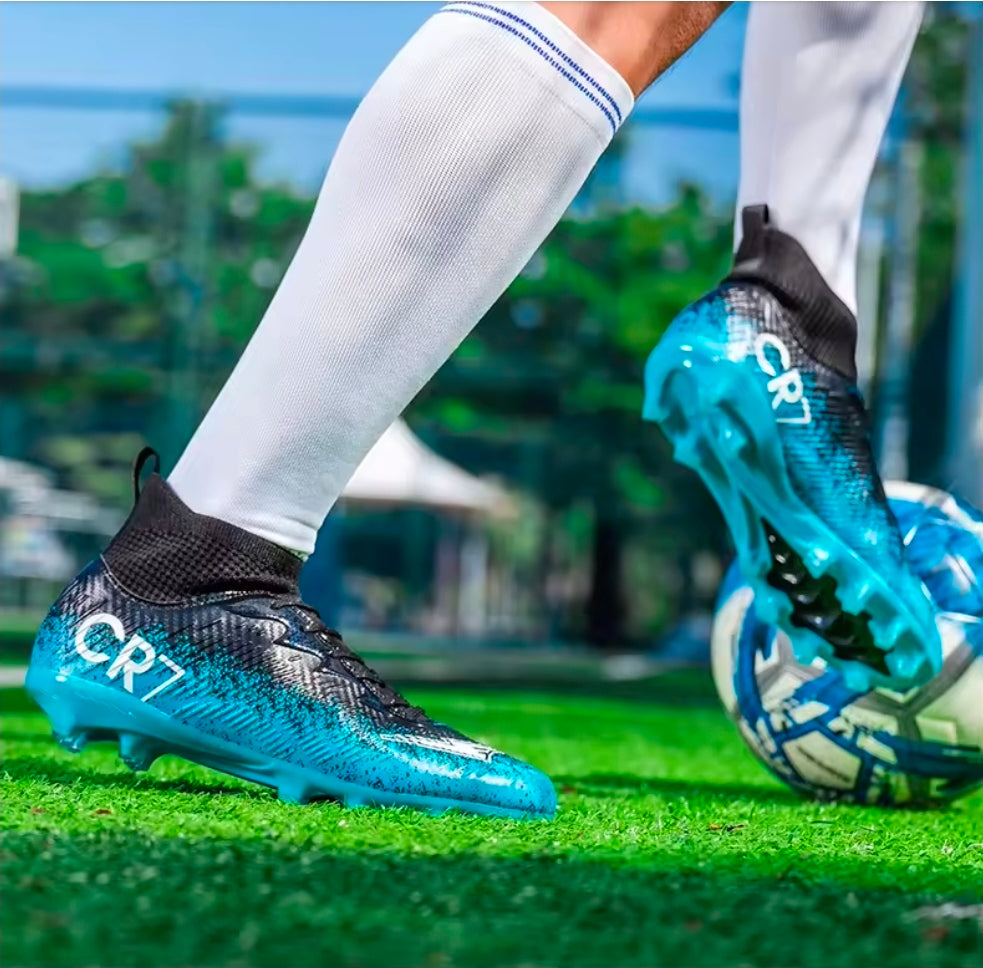 BLUE CR7 Кристиано Роналдо Футболни Бутони Детско | Калеври за футбол Черно - синьо
