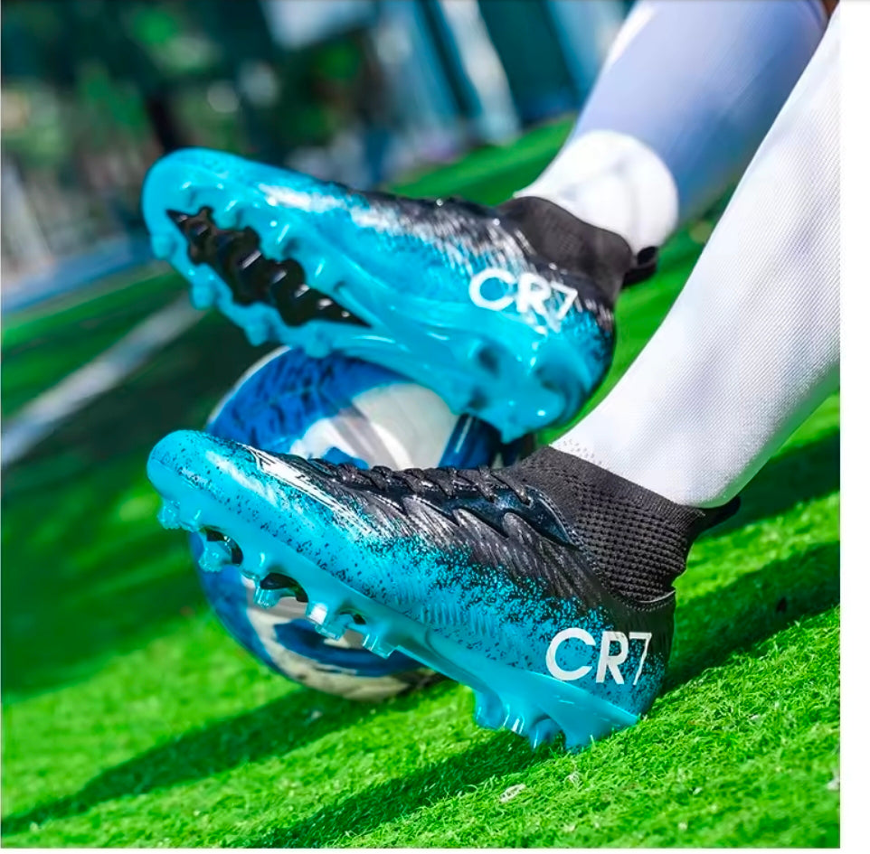 BLUE CR7 Кристиано Роналдо Футболни Бутони Детско | Калеври за футбол Черно - синьо