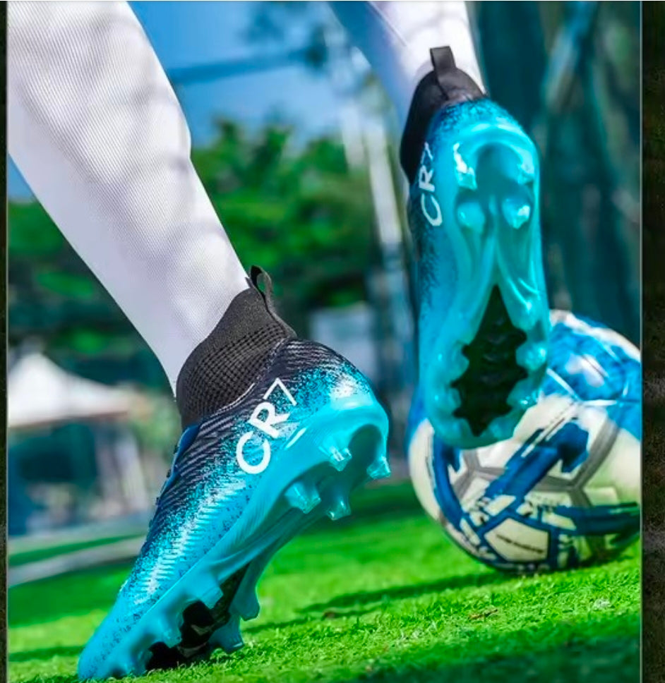 BLUE CR7 Кристиано Роналдо Футболни Бутони Детско | Калеври за футбол Черно - синьо
