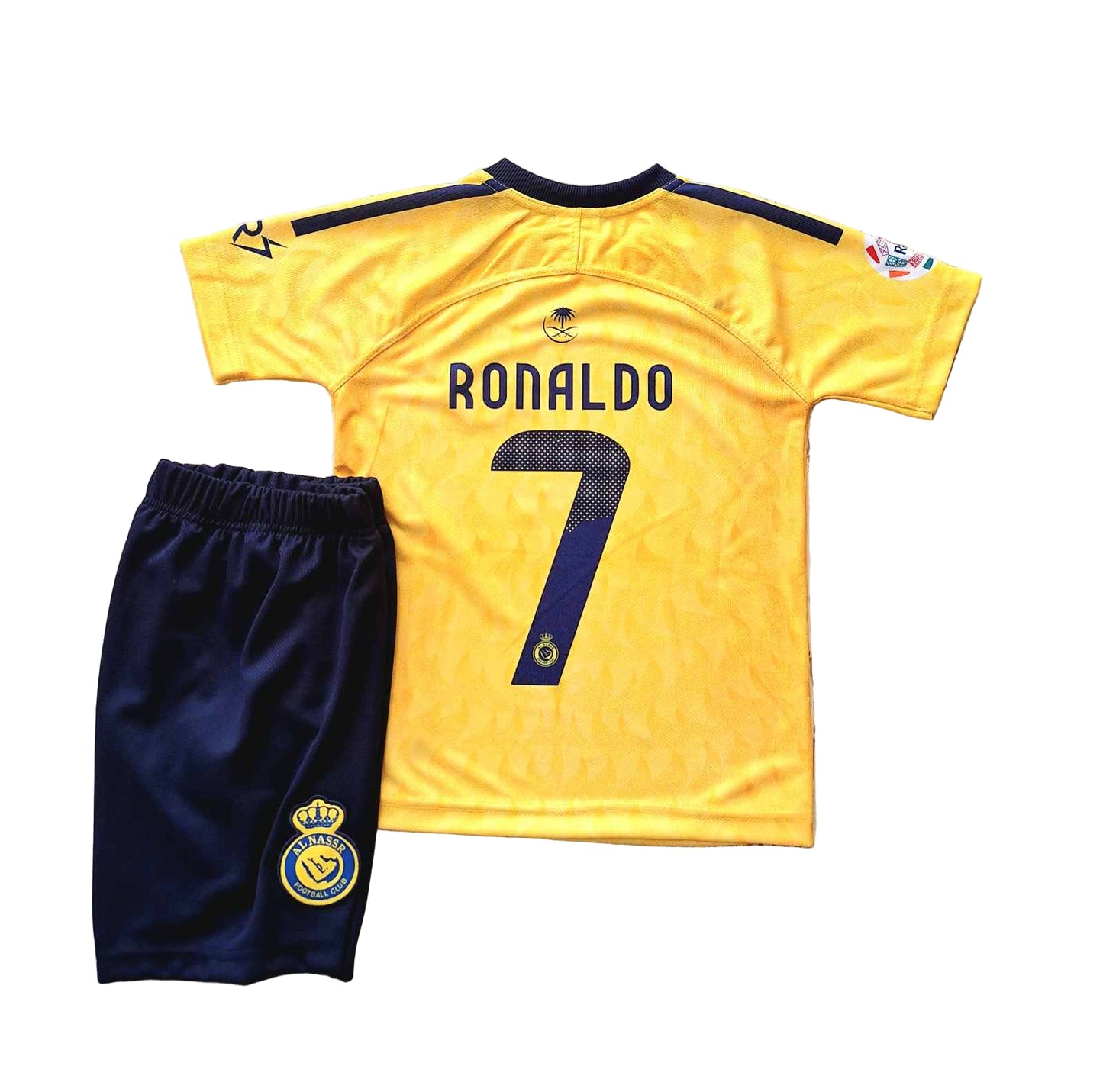 2026 Детски футболен екип на Роналдо 7, жълт с чорапи RONALDO Al Nassr Кристиано