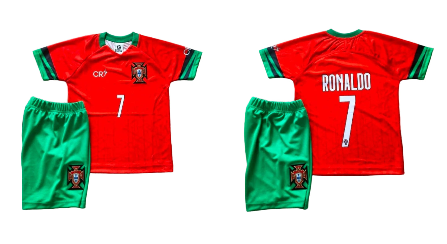 Роналдо Световно 2026г Червен  Детски спортен екип на Ronaldo CR7, Портгуалия с чорапи