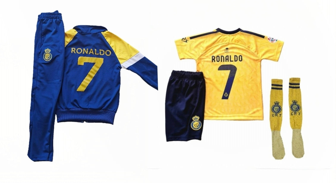 2026 Детски футболен екип на Роналдо, жълто син  Спортен суитчър и анцуг RONALDO