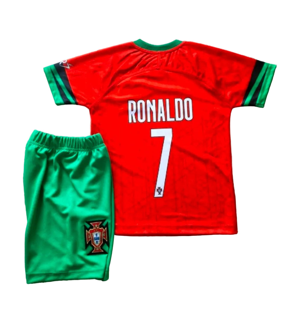 Роналдо Световно 2026г Червен  Детски спортен екип на Ronaldo CR7, Портгуалия с чорапи