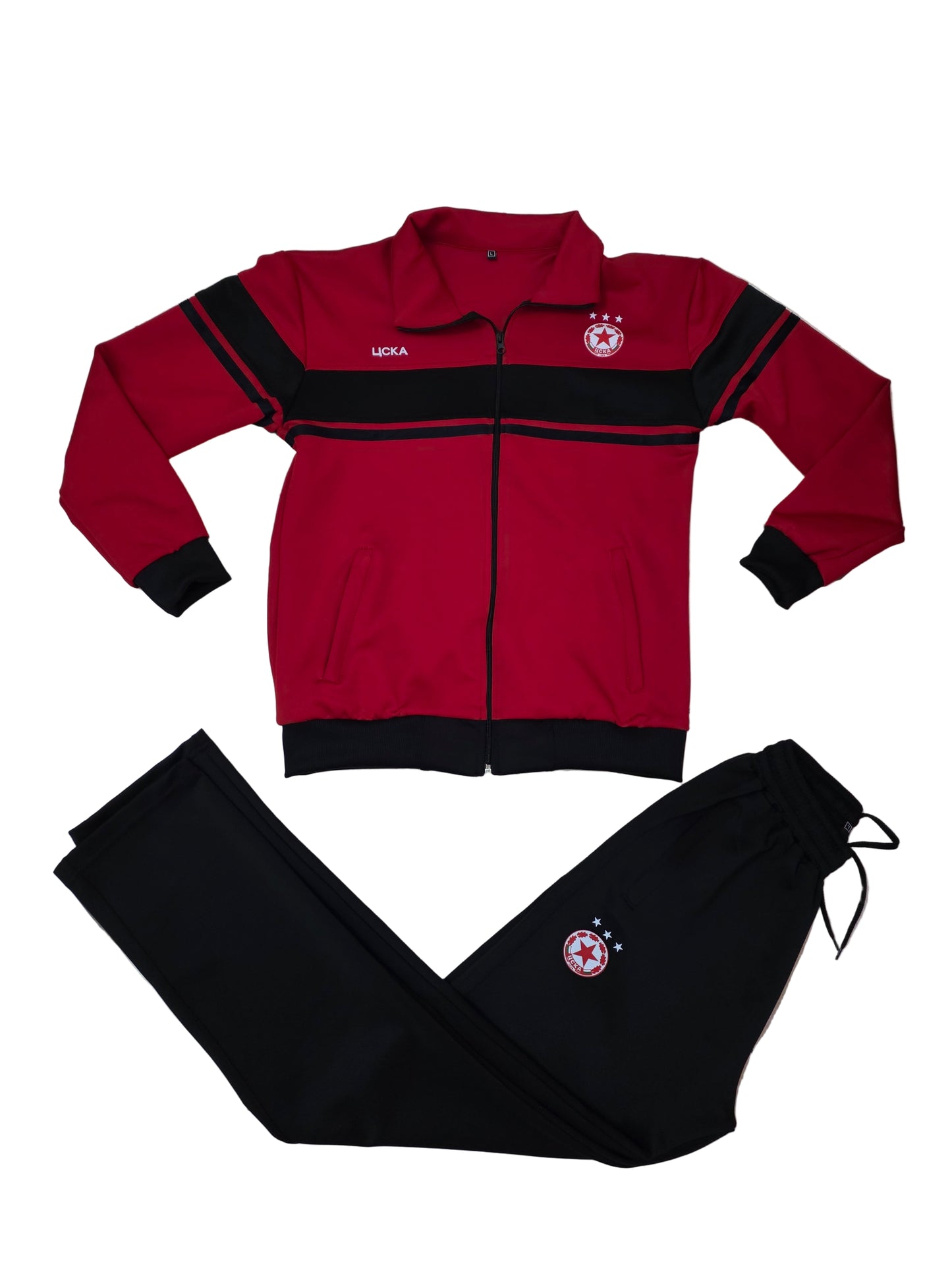 Мъжки спортен екип на CSKA, Черно червен, Анцуг с дълъг ръкав Цска