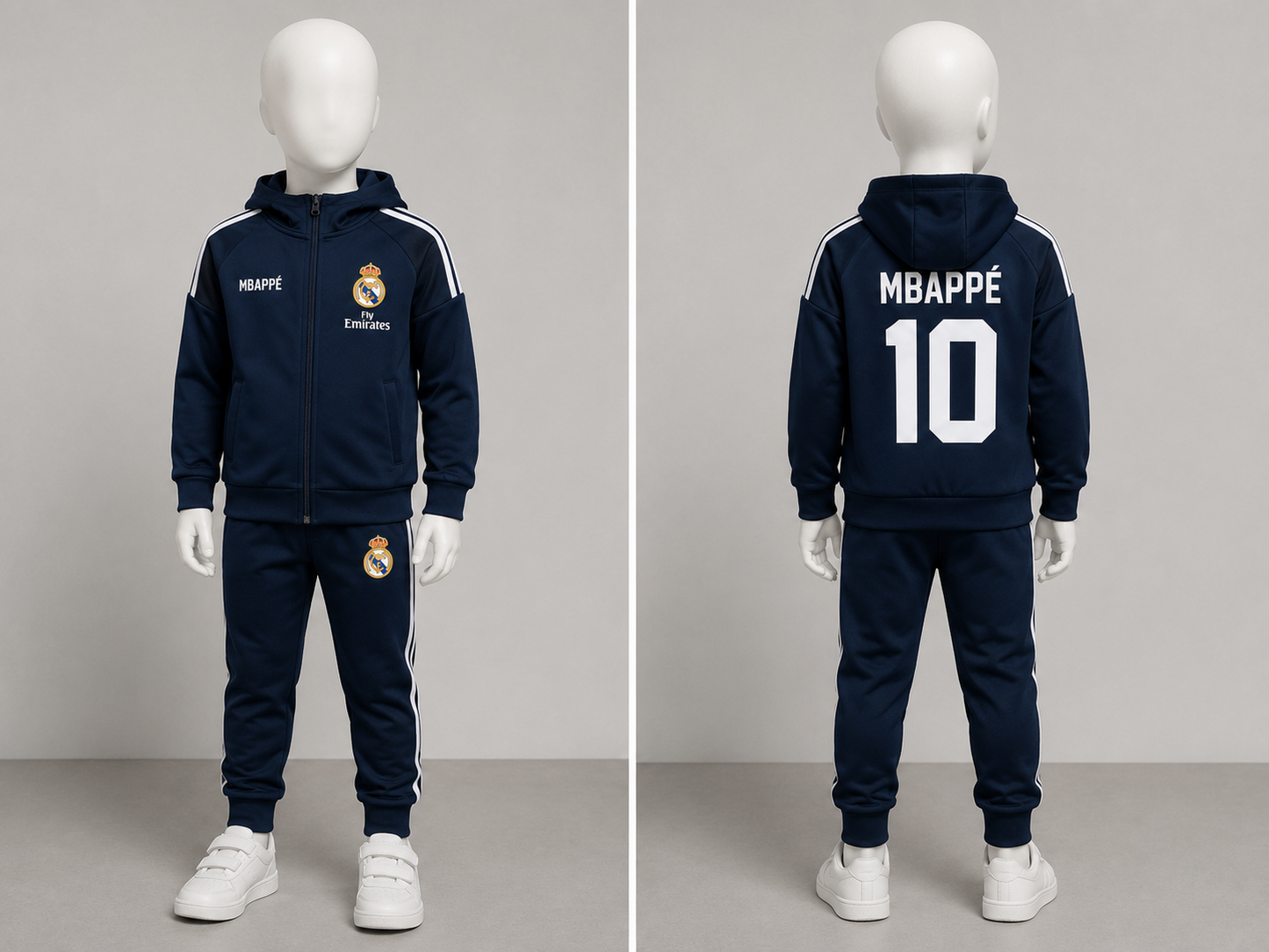 26/27 Детски Анцуг Комплект с качулка Mbappe Madrid на Мбаппе 10, Анцуг с дълъг ръкав NEW
