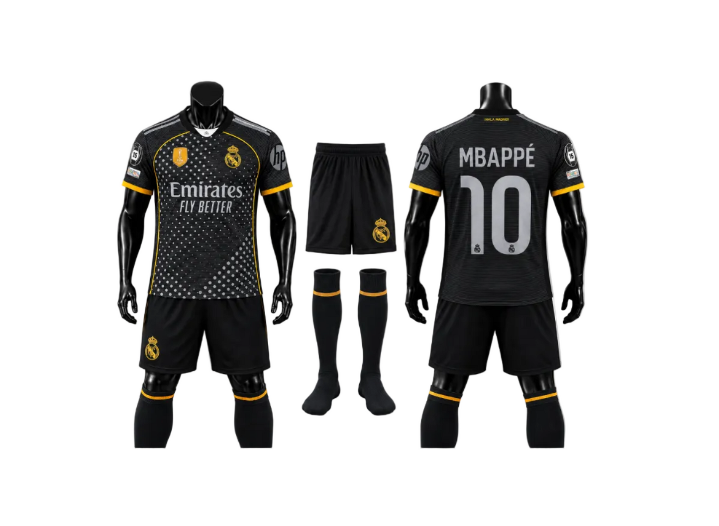 New Mbappe 10 BLACK Детски футболен екип Мбапе 10, Реал Мадрид Резервен + Подарък ГРИВНА
