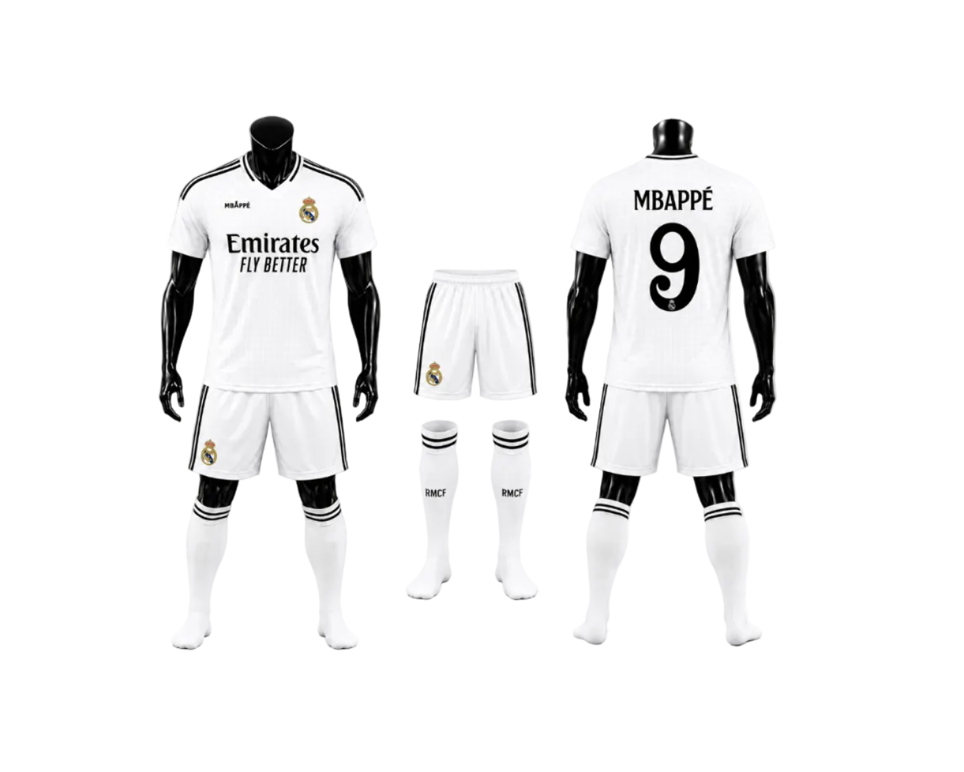 2026 Детски футболен екип Мбапе 9, Бял, Реал Мадрид MBAPPE Madrid + Подарък ГРИВНА